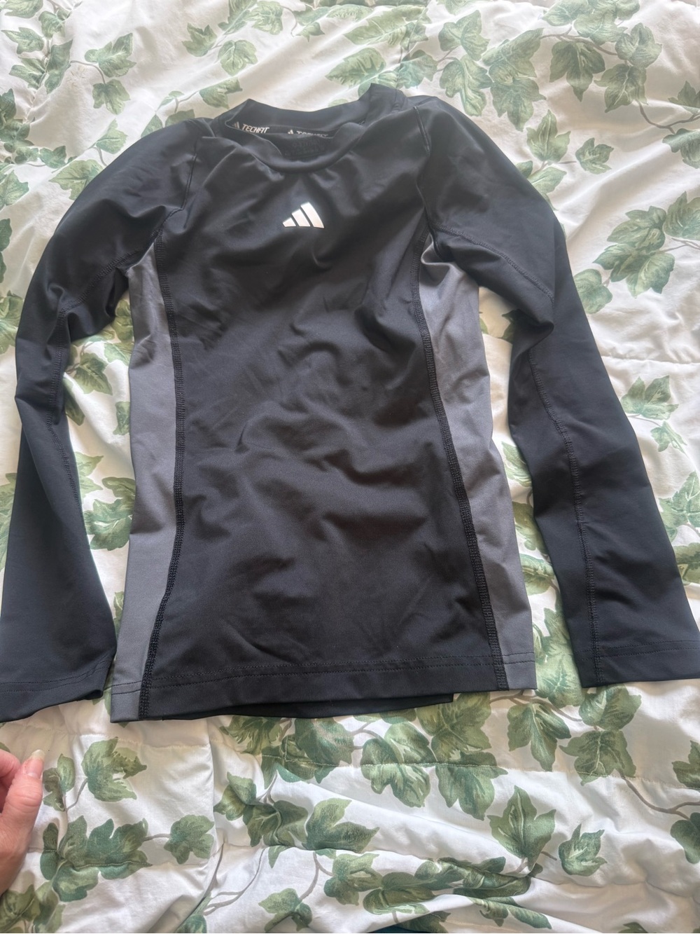 adidas Black and Gray Kids' Long-Sleeve Athletic Top